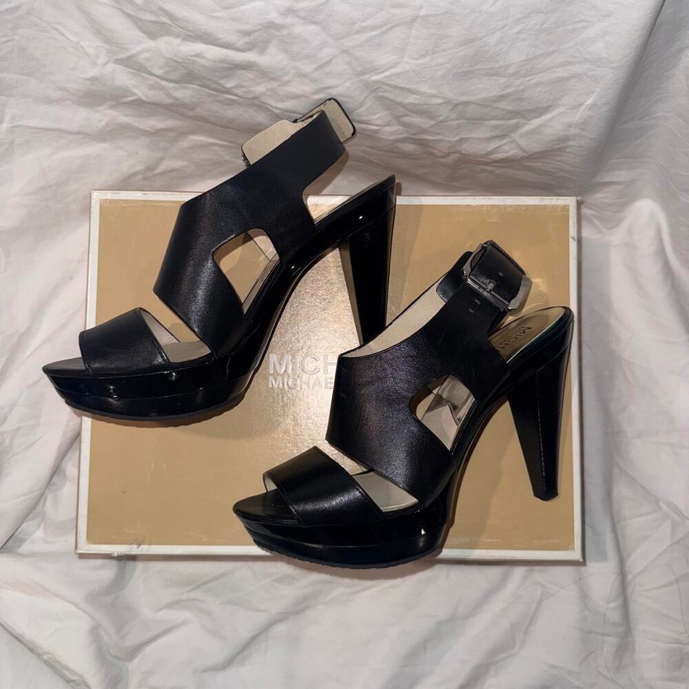 Michael Kors Carla Leather Platform Stiletto Strappy Heels Diva 9 Y2K Style